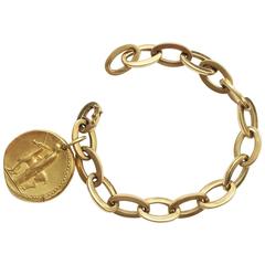 Vintage Van Cleef & Arpels Virgo Zodiac Pendant on a Gold Bracelet