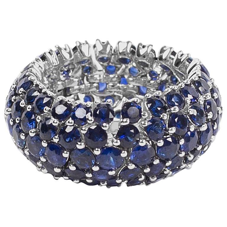 Sapphire White Gold Ring by Opera, Italian Attitude For Sale