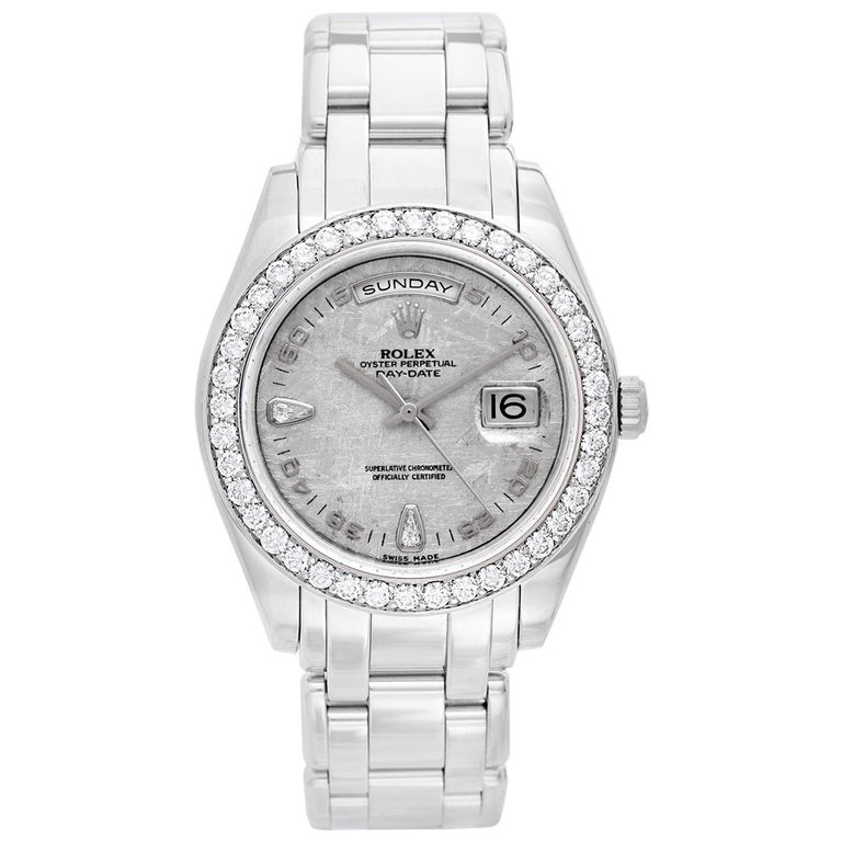 Rolex Platinum Masterpiece Pearlmaster Special Edition Wristwatch Ref 18946  at 1stDibs