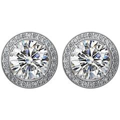 2 Carat GIA Certified Diamond Stud Earrings with Diamond Pave 2