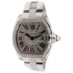 Cartier Ladies White Gold Diamond Bezel Roadster Quartz Wristwatch