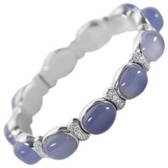 Diamond Chalcedony White Gold Bracelet Bangle by Opera, Italian Attitude 9