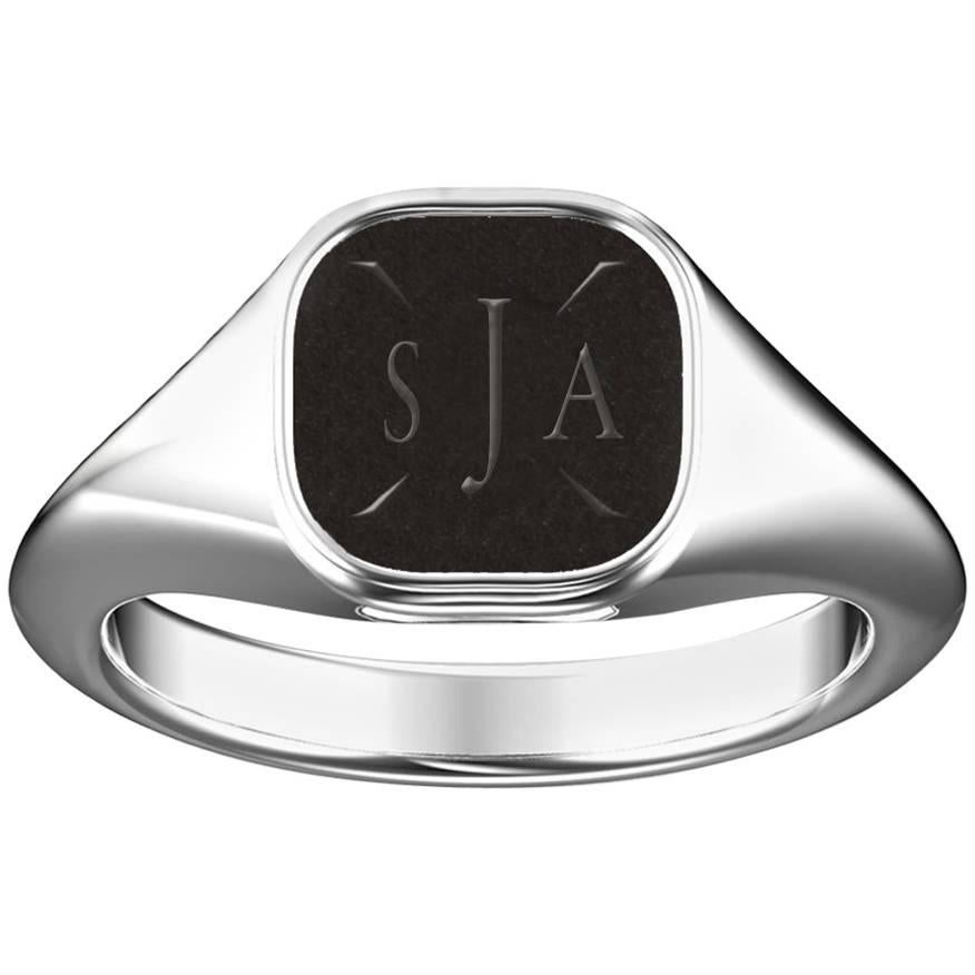 Hugo & Haan White Gold Initial Signet Ring For Sale