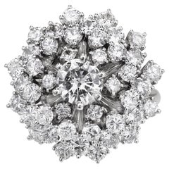 EGL Certified 2.85 Carat Diamond Dome Gold Cluster Cocktail Ring
