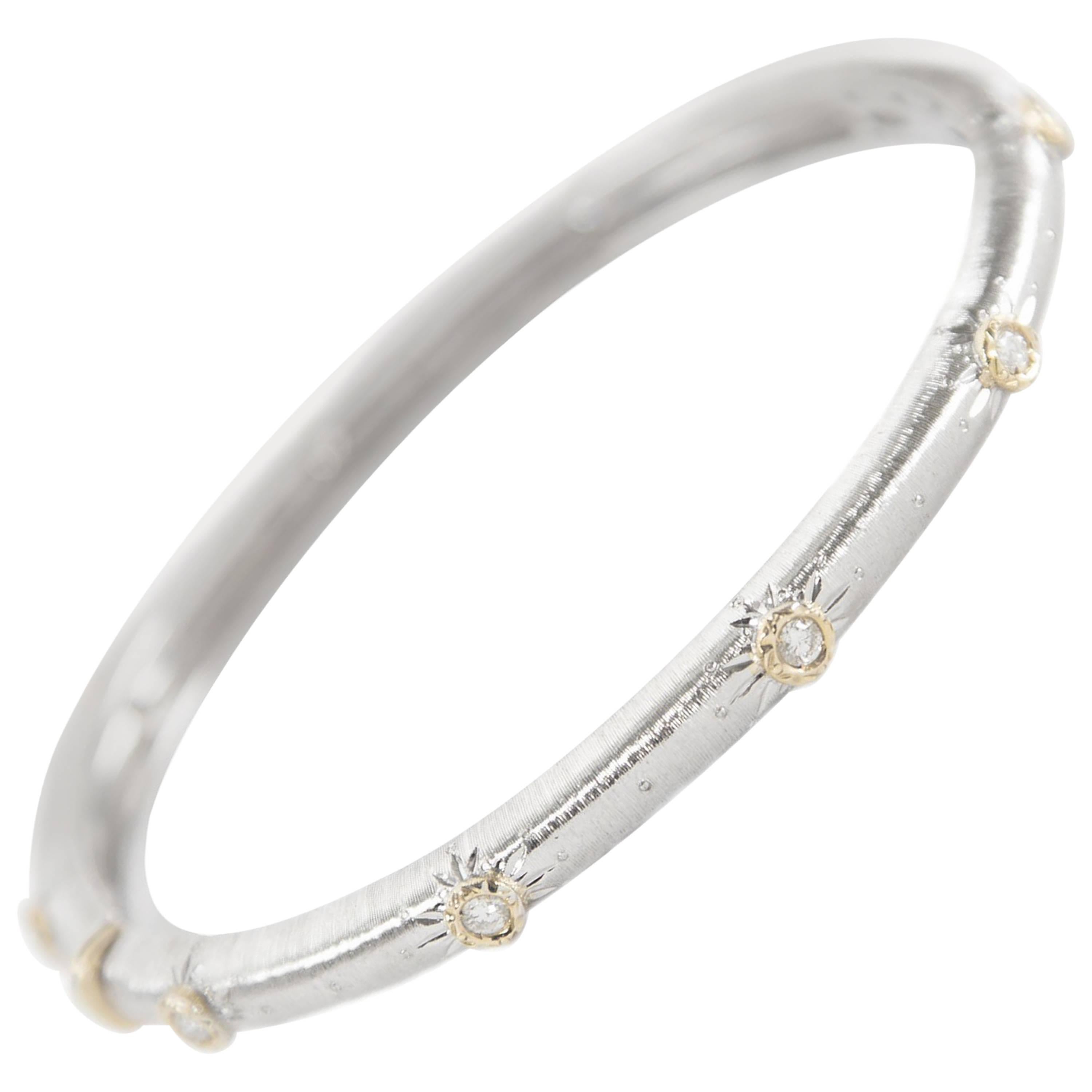 Diamond White Gold Bracelet Bangle by Opera, Italian Attitude For Sale