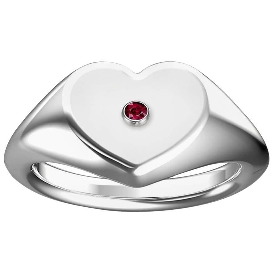 Hugo & Haan White Gold Heart Ruby Signet Ring For Sale