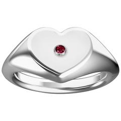 Hugo 
Haan White Gold Heart Ruby Signet Ring