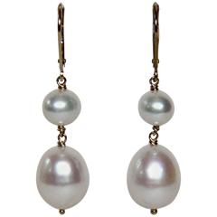 Marina J Double Pearl Drop Gold Hook Earrings Marina J Double Pearl Drop Gold Hook Earrings