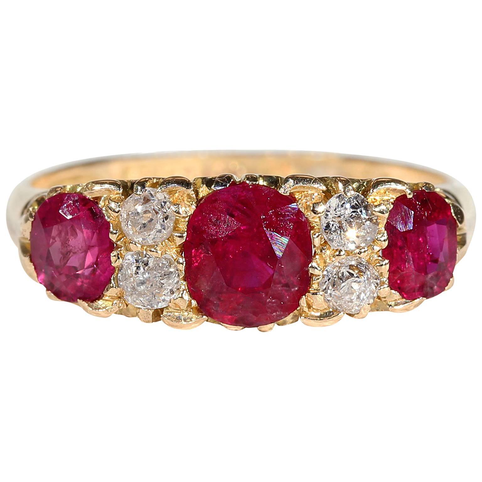 Edwardian Burma Ruby Diamond Gold Ring