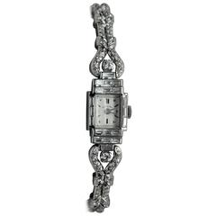 Retro Oscar Heyman Hamilton Platinum Diamond Quartz Wristwatch
