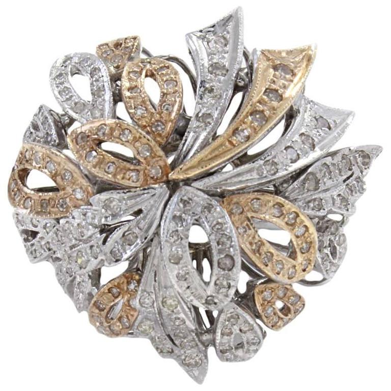 Diamonds Multi Ribbon Fashion Gold Ring For Sale at 1stdibs