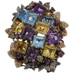 Multi Gemstones Cluster Ring 3