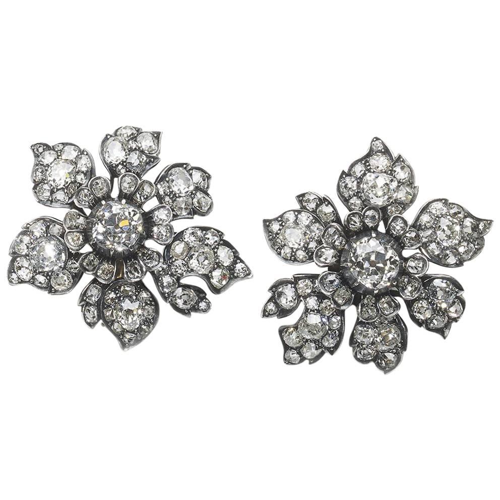 Antique Diamond Flower Earrings