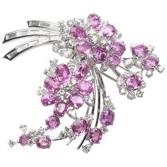 Pink Sapphire and Diamond Spray Brooch 3