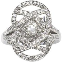 Modern Diamond Platinum Plaque Ring 4