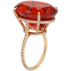 Fine 17.75 Carat Mexican Opal Diamond Ring 2