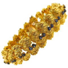 Bold Flexible Sapphire Gold Link Bracelet