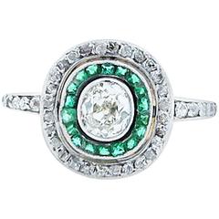 Enchanting Antique Edwardian Emerald Diamond Ring