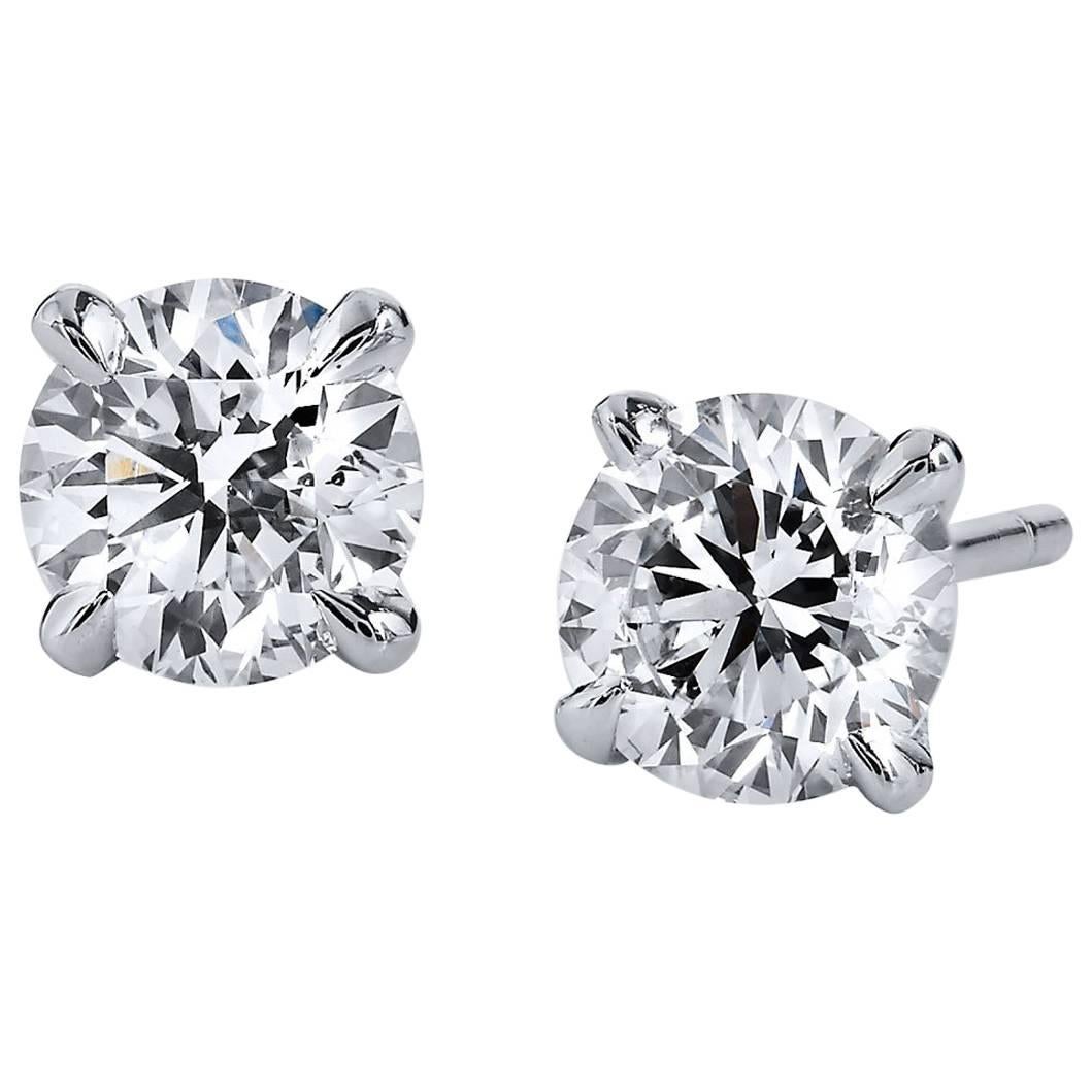 H & H 1.05 Carat Diamond Stud Earrings