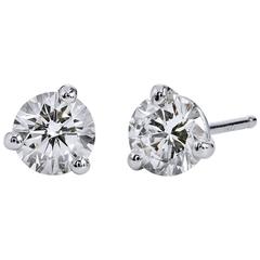 H & H 0.84 Carat Diamond Stud Earrings