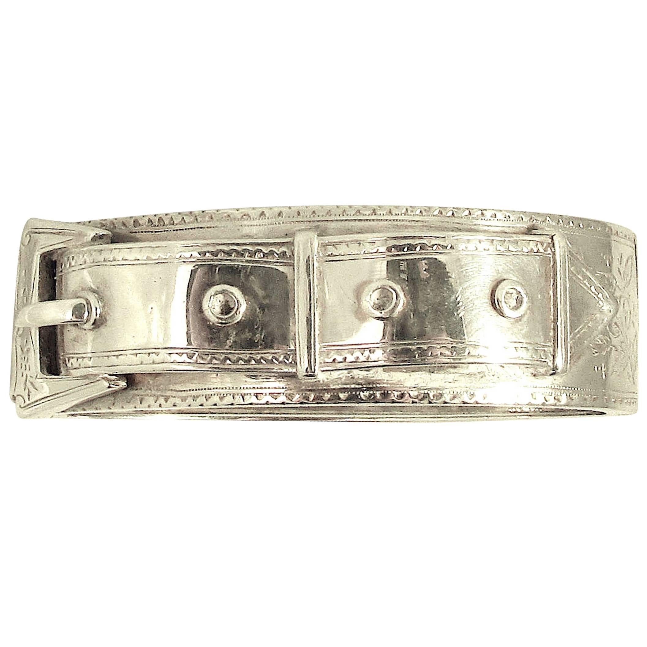 Antique Sterling Silver Buckle Bracelet