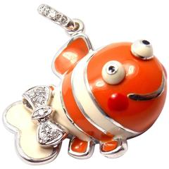 Aaron Basha Diamond White Gold Clown Fish Charm Pendant 7