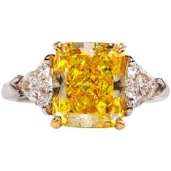 Cartier Bague en platine avec diamant jaune fantaisie intense de 4,33 carats certifié GIA