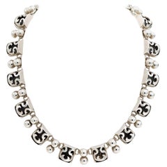 Retro 1930 Mexico Victoria Sterling Silver Necklace Link Necklace Nunez De Brilianti