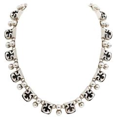 1930s Mexico Victoria Sterling Silver Necklace Stamped Link Necklace 4