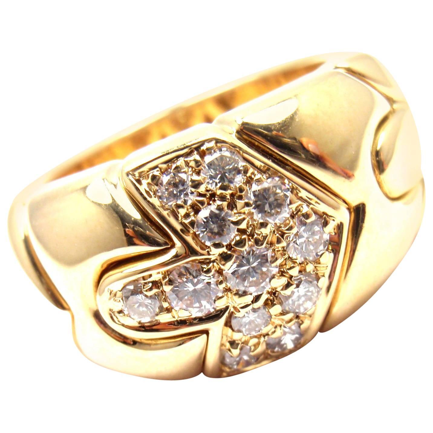 Bulgari Diamond Yellow Gold Arrow Band Ring