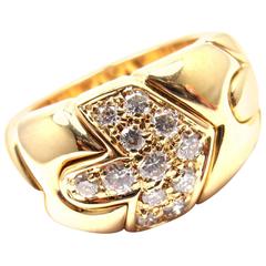 Bulgari Diamond Yellow Gold Arrow Band Ring 12