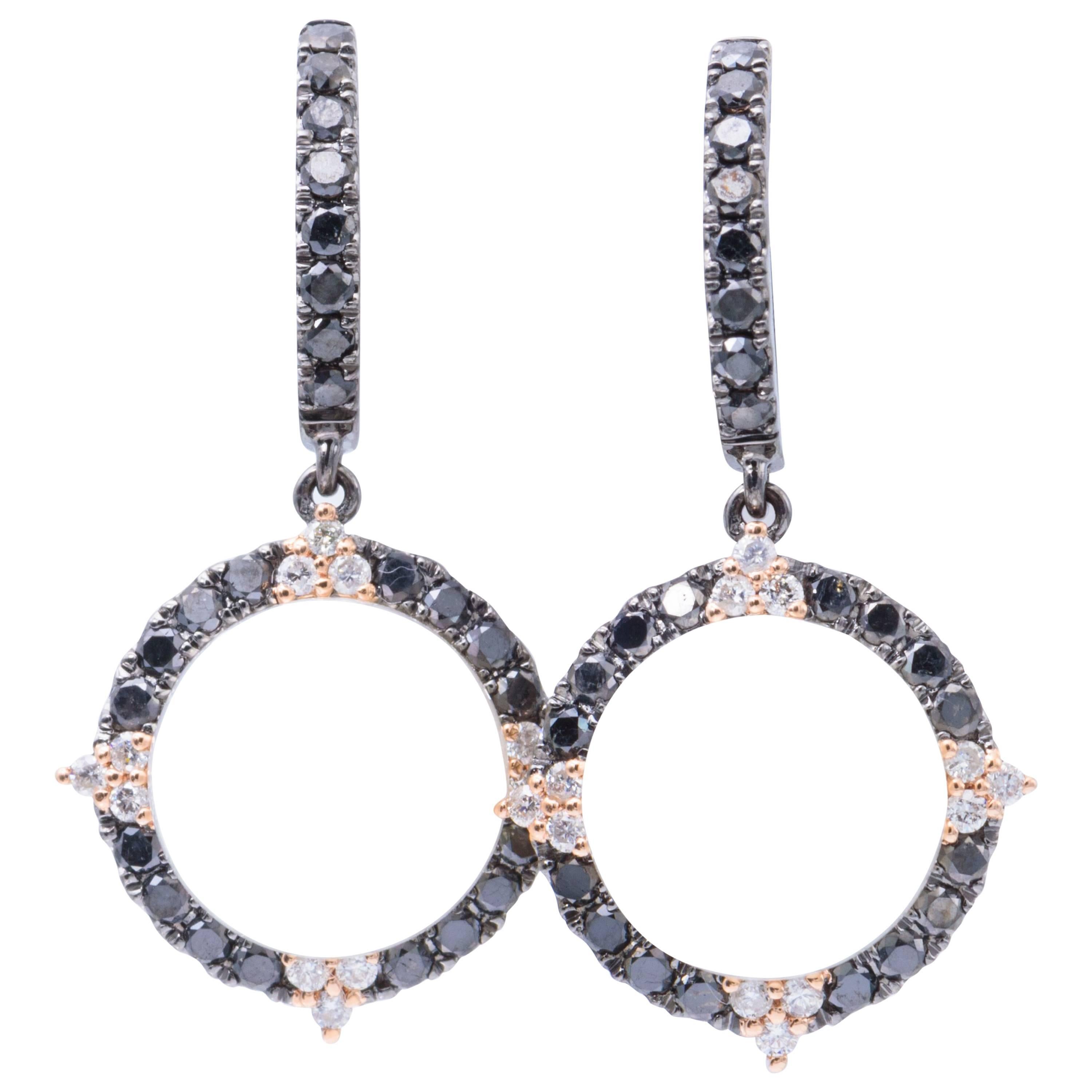 South Sea Pearl Black Diamond Dangle Earrings For Sale