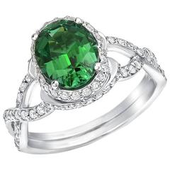 Tamir Exquisite 1.97 Carat Green Chrome Tourmaline Diamond White Gold Ring 2