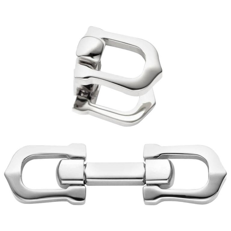 Cartier Elongated C Shape Sterling Silver Decor Cufflinks at 1stDibs