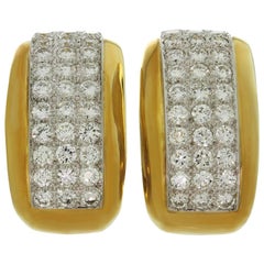 David Webb Diamond Platinum Yellow Gold Clip-On Earrings