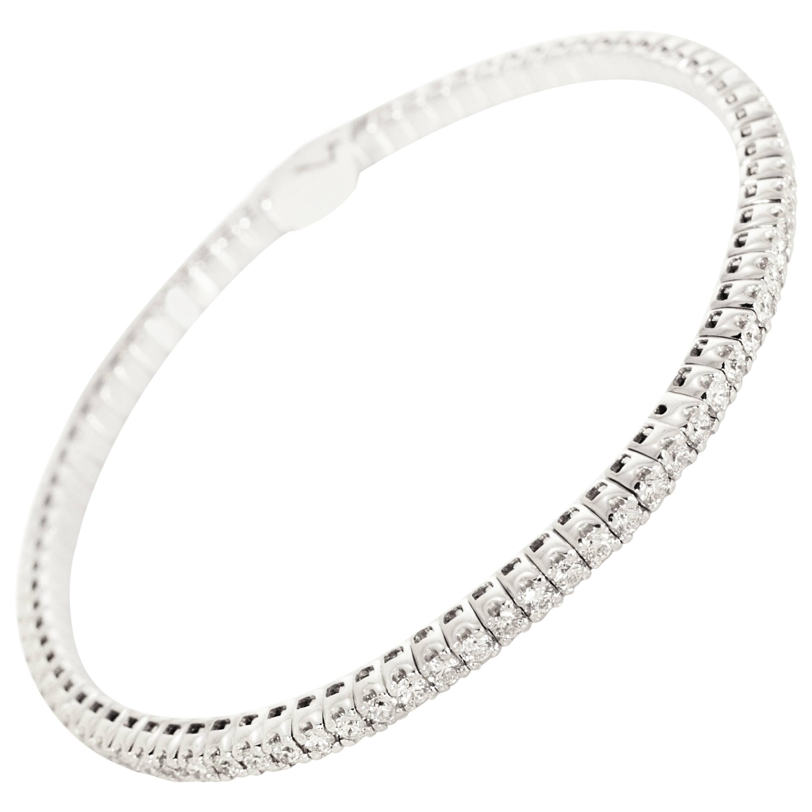 Ferrucci 2.20 Carat Diamond Elastic Italian White Gold Tennis Bracelet