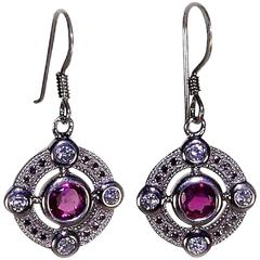 Rubelite Sterling Silver Earrings 1