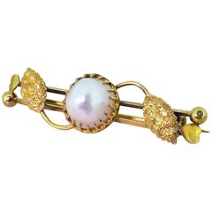 Antique Art Nouveau Natural Saltwater Pearl Pin Brooch