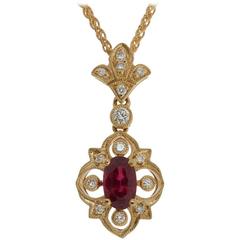 18 Carat Gold 0.43 Carat Ruby and Diamond Pendant