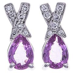 18 Carat White Gold Spodumene and Diamond Stud Earrings 5