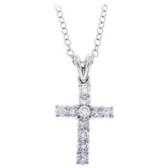 18 Carat White Gold 1.14 Carat Diamond Cross Pendant 1
