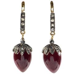 Victorian Garnet Silver Gold Pendant Earrings, circa 1870 5