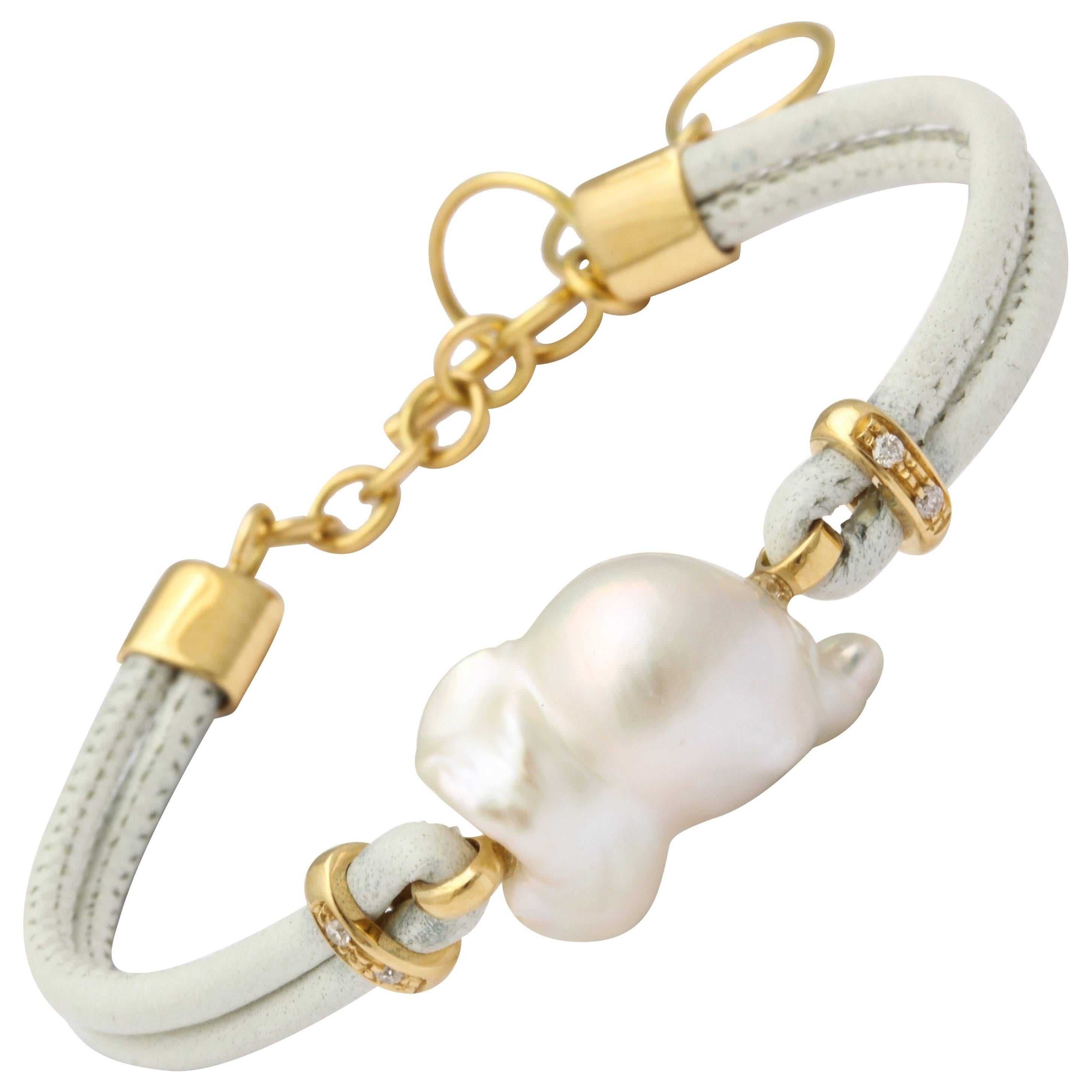 Faraone Mennella Freshwater Pearl Gold Bracelet For Sale