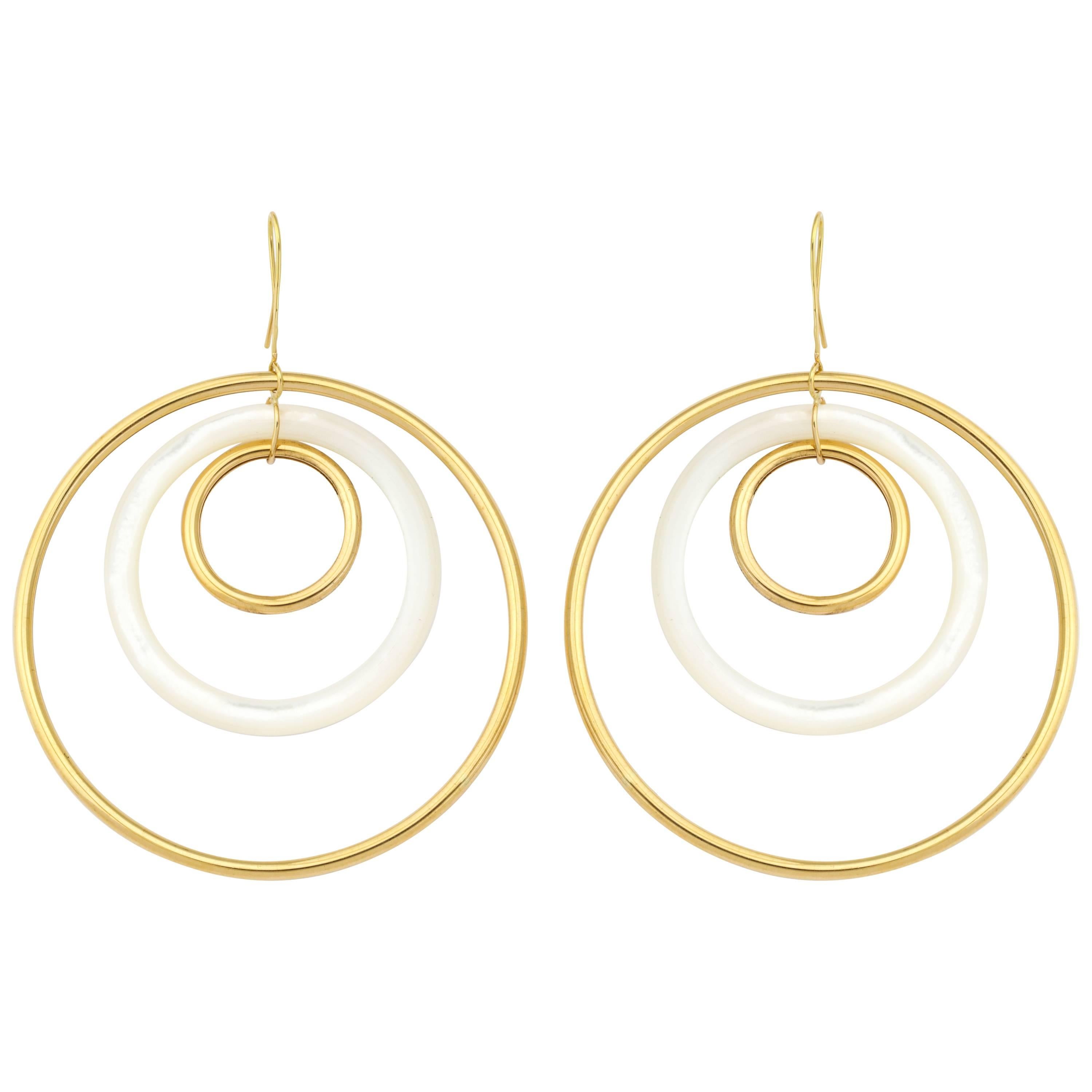 Faraone Mennella Concentric Mother-of-Pearl Earrings For Sale