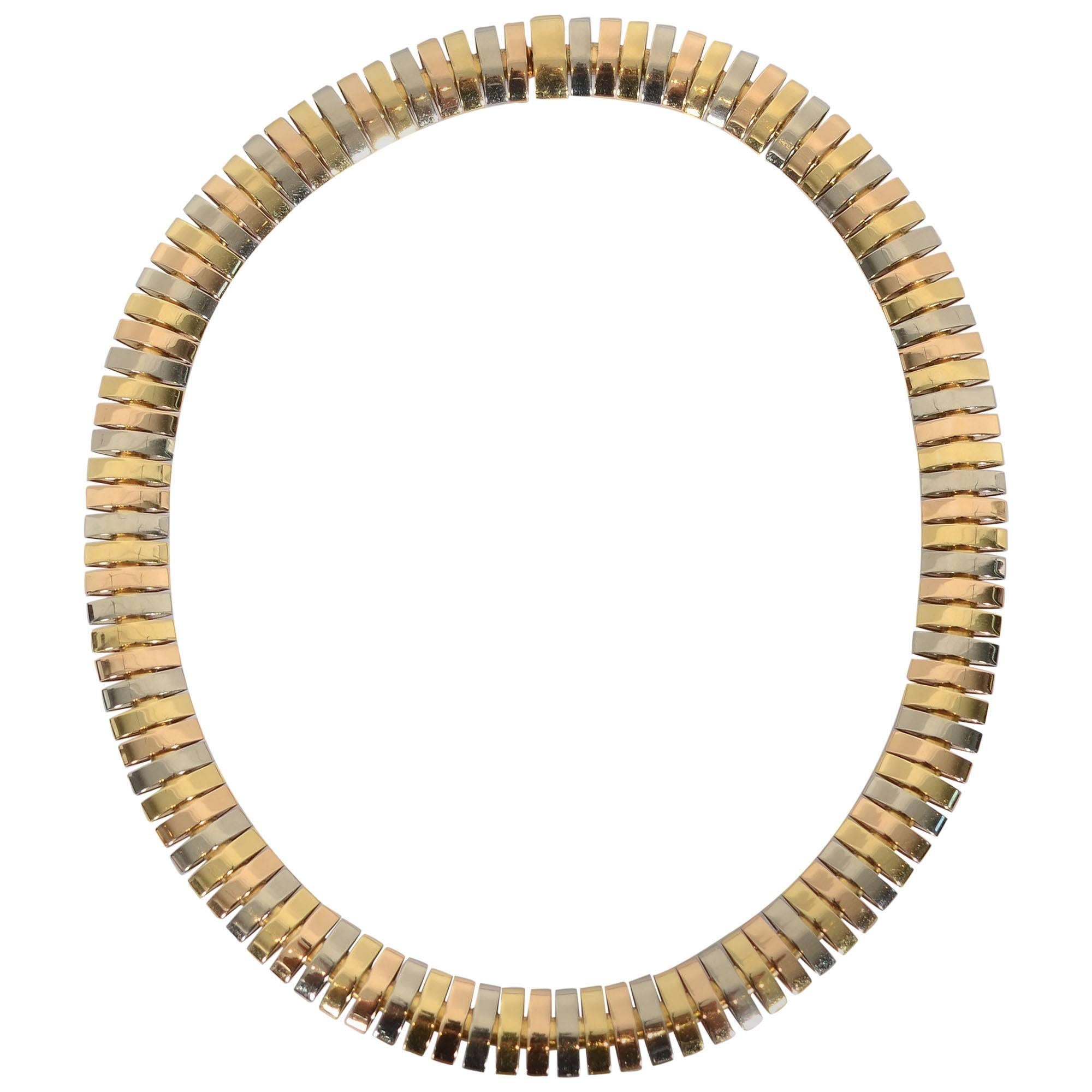 Cartier Tricolor Eighteen Karat Gold Choker Necklace