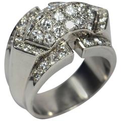 Art Moderne Diamond Platinum Ridge Ring 12