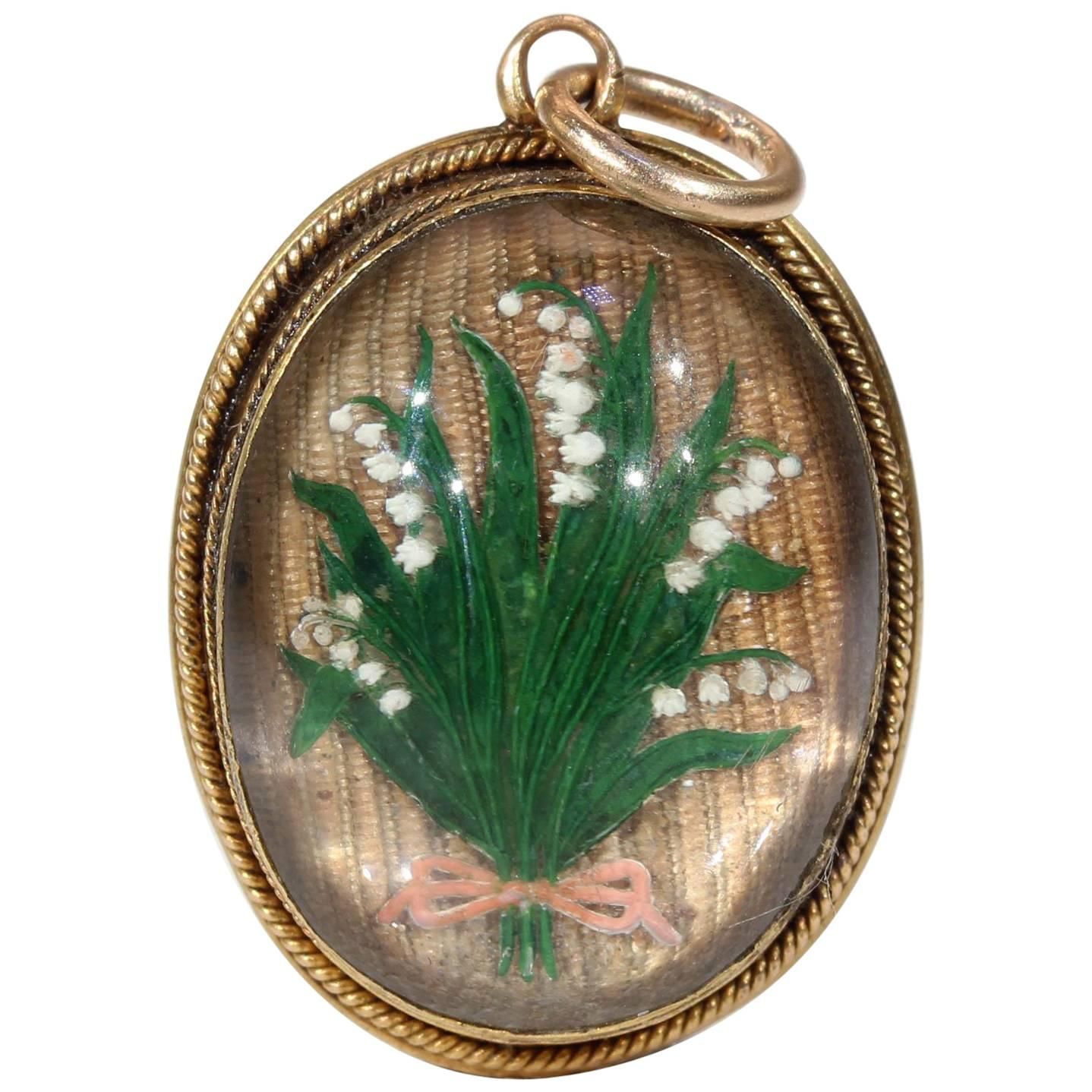 Victorian Essex Crystal Pendant Lily of the Valley For Sale