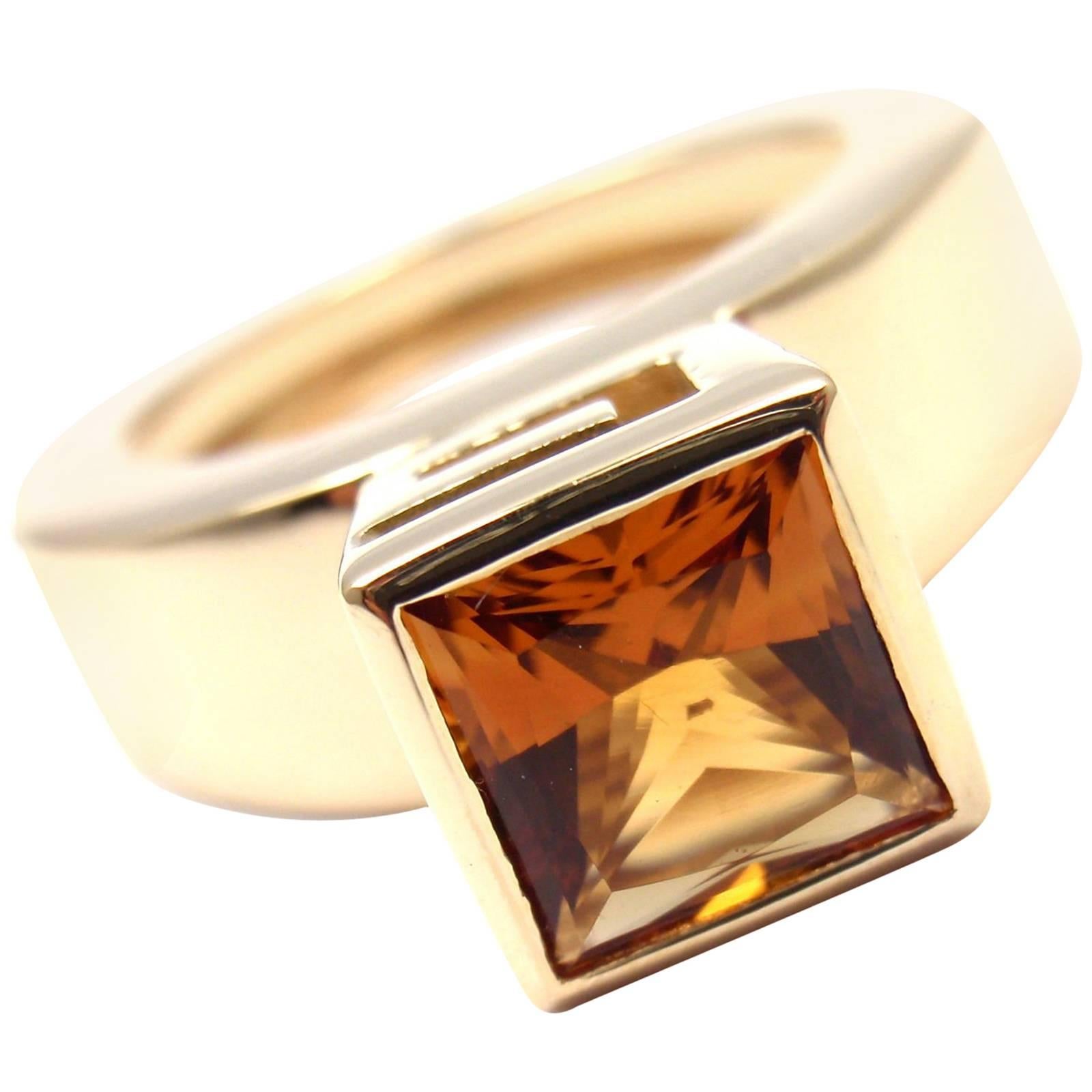 Modernist Gucci Citrine Yellow Gold Ring