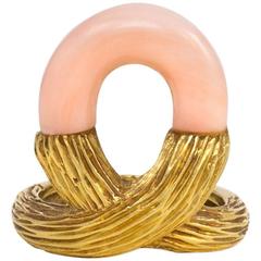 Vintage 1960s Cartier Angel Skin Coral Gold Ring