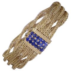 Cartier Sapphire Yellow Gold Six-Row Interwoven Bracelet